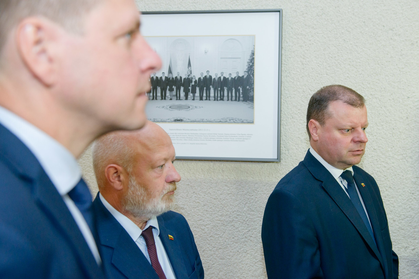 Į susitikimą su premjeru Sauliumi Skverneliu atvyko Liberalų sąjūdžio pirmininkas Remigijus Šimašius ir frakcijos seniūnas Eugenijus Gentvilas.