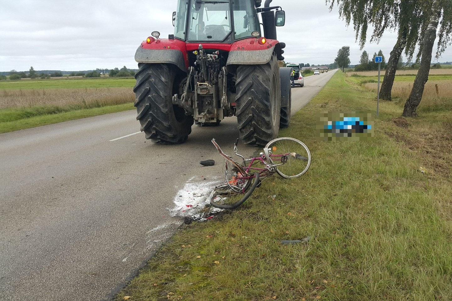 21 metų vyro vairuojamas traktorius kliudė bei mirtinai sužalojo ta pačia kryptimi kelkraščiu važiavusį 58 metų dviratininką.<br>R. Žalgevičiaus nuotr.