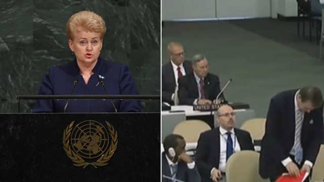 Kartojasi Rusijos akibrokštai – prieš Dalios Grybauskaitės kalbą išėjo iš salės