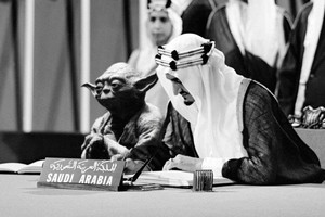 Saudo Arabijos karaliaus ir „Žvaigždžių karų“ veikėjo nuotrauka turėjo netikėtų pasekmių
