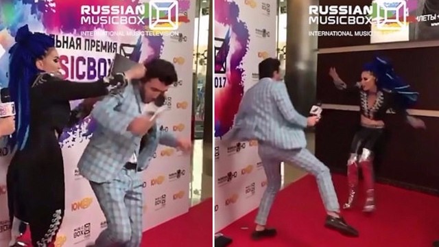 Rusų dainininkė ir „MusicBox 2017“ vedėjas susipešė ant raudonojo kilimo