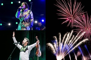 Skambant garsių atlikėjų dainoms sostinės dangų sudrebino fejerverkų audra