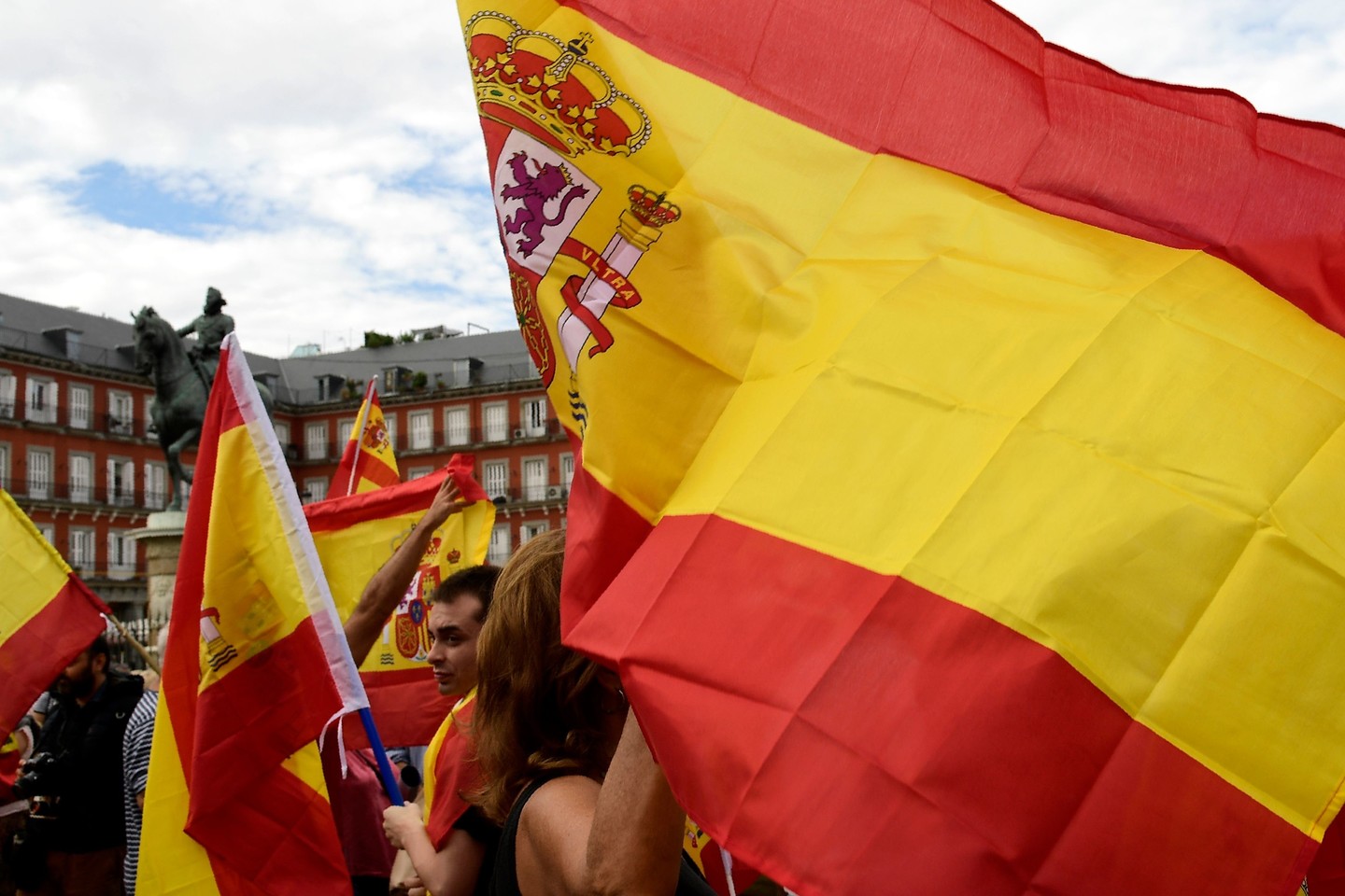  Barselonoje ir Madride vyksta protestai ir prieš referendumą.<br> AP nuotr. 