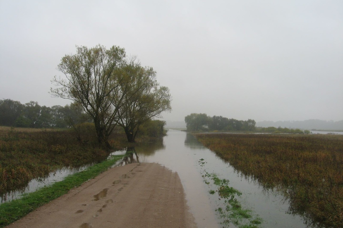 Vakarų Lietuvoje patvino upės. Vanduo užliejo ir kelius, ir laukus.<br>VPGT nuotr.