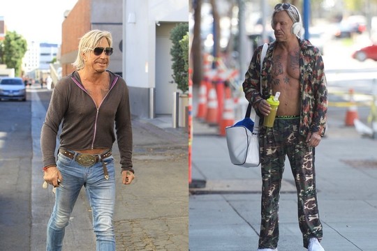 Į per mažus rūbus įsispraudęs legendinis Mickey Rourke'as – šokiruoja