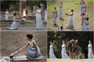 Pjongčango olimpiados deglas jau rusena: senovės Olimpijoje įvyko ceremonija