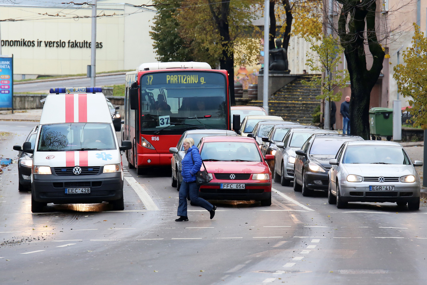 Kaune nukentėjo pėsčiųjų perėja ėjusi moteris.