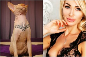 Dėl katino tatuiruotės šviesiaplaukei ukrainietei gresia rimtos bėdos