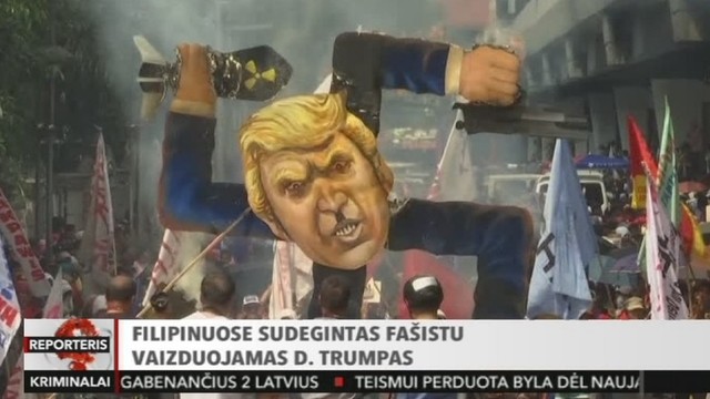 Filipinuose sudegintas fašistu vaizduojamas Donaldas Trumpas