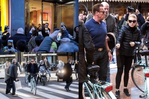 Milane Arnoldą Schwarzeneggerį ir jo naują meilę lydi 6 apsaugos darbuotojai