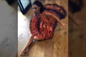 Elegancijos karalienė Victoria Beckham apsirengė kalakuto kostiumą