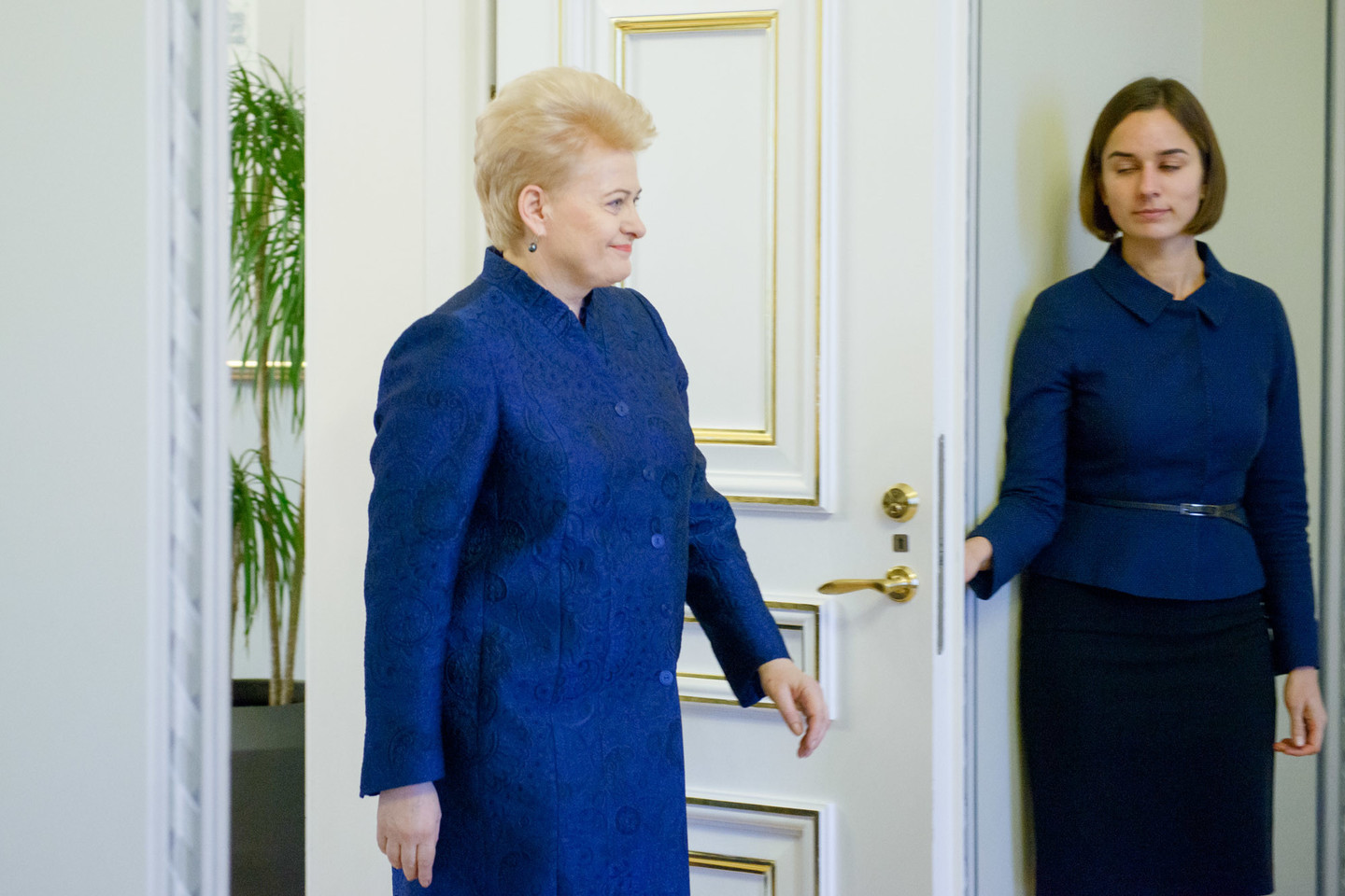 Dalia Grybauskaitė susitiko su naujuoju ūkio ministru Virginijumi Sinkevičiumi.<br> J.Stacevičiaus nuotr. 