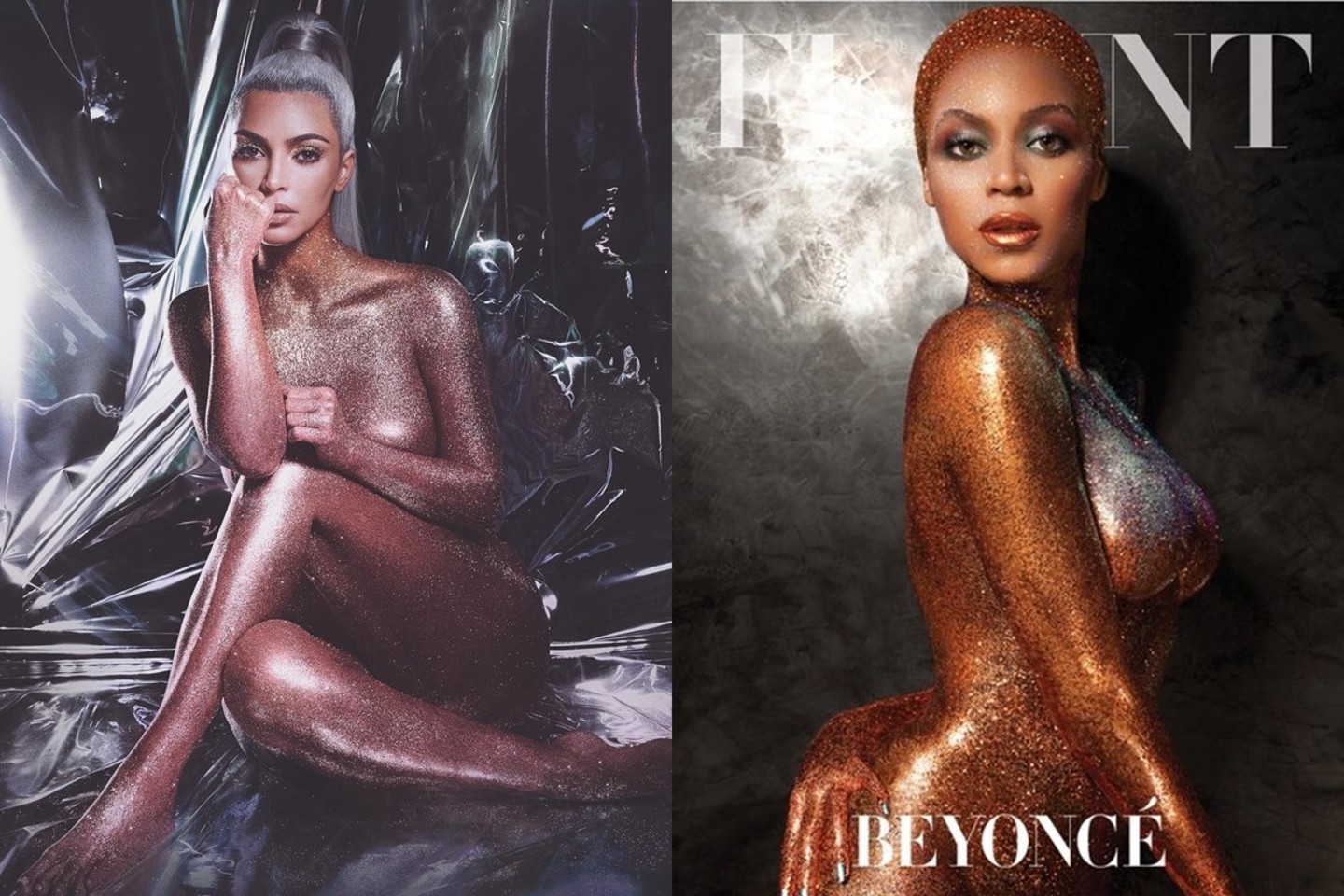 Kim Kardashian (kairėje) ir Beyonce.