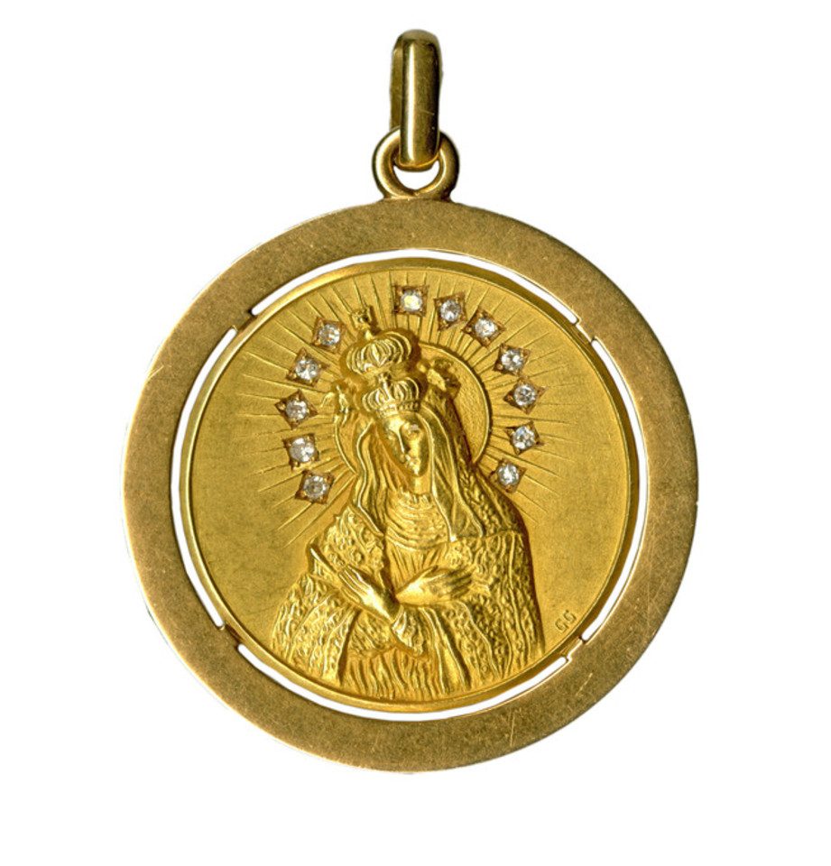  Medalionas su Aušros vartų Dievo Motinos atvaizdu, XX a. pradžia.<br> “Ars Via“ katalogo nuotr. 