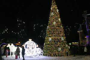 Raudondvario dvare su iliuzijų šou įžiebta pagrindinė Kauno rajono Kalėdų eglė