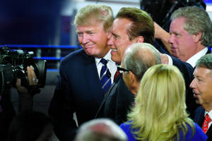 Arnoldas Schwarzeneggeris niekina jį garbinantį Donaldą Trumpą