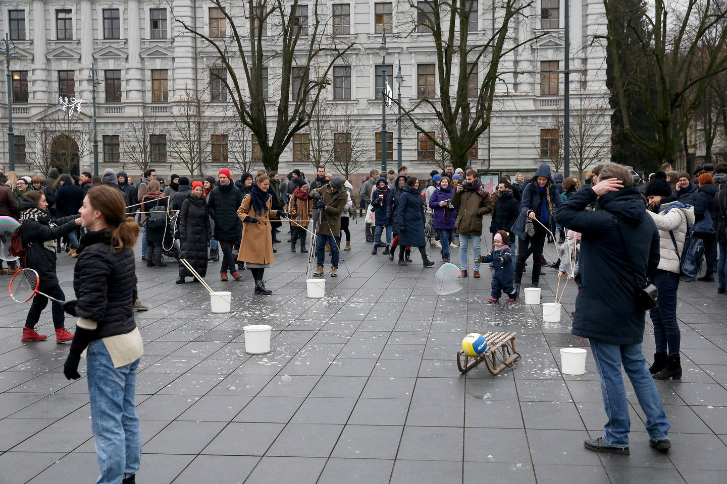 Lukiškių aikštėje vienu metu vyko dvi protesto akcijos.<br> R.Danisevičiaus nuotr.