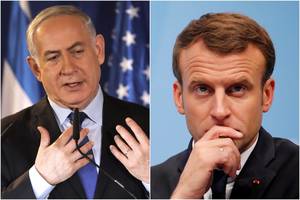 Emmanuelis Macronas ir Benjaminas Netanyahu aptars JAV sprendimą dėl Jeruzalės