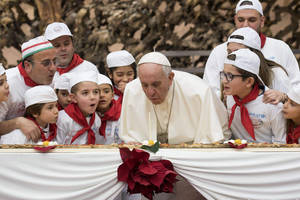Popiežius atšventė 81-ąjį gimtadienį su „didvyrišku“ tortu