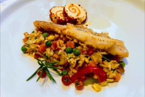 Paprasta, bet labai gardi menkė ryžių ir daržovių patale