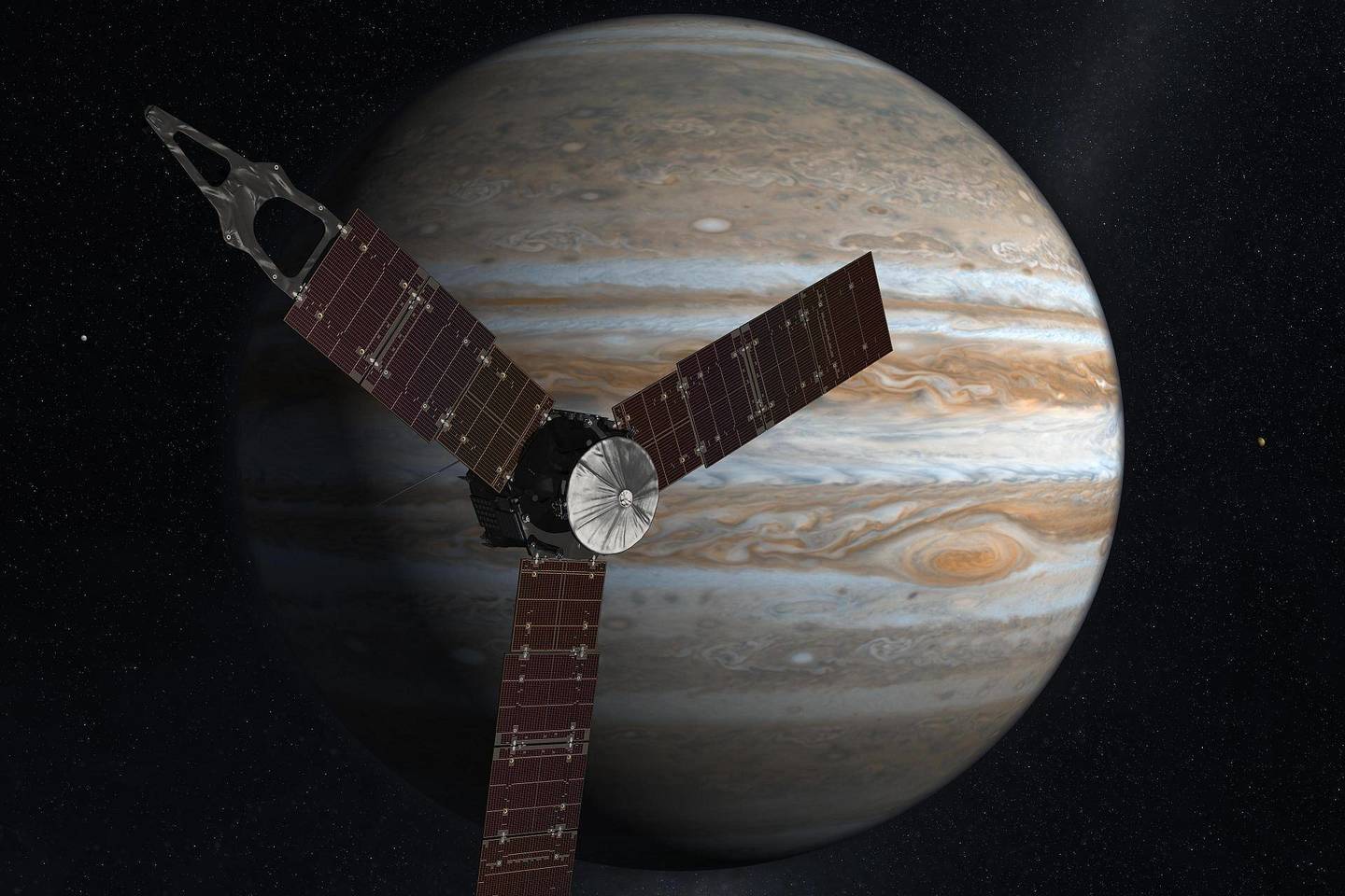 Milijardą kainavęs NASA zondas „Juno“ baigė savo 10-ąją kelionę apie Jupiterį ir persiuntė į Žemę įspūdingas nuotraukas.<br> NASA iliustr.