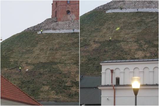 Paspaudus šalčiams Gedimino kalno šlaite – nauji įtrūkimai 