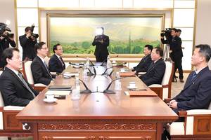 Šiaurės ir Pietų Korėjos surengė naują susitikimą dėl žiemos olimpiados