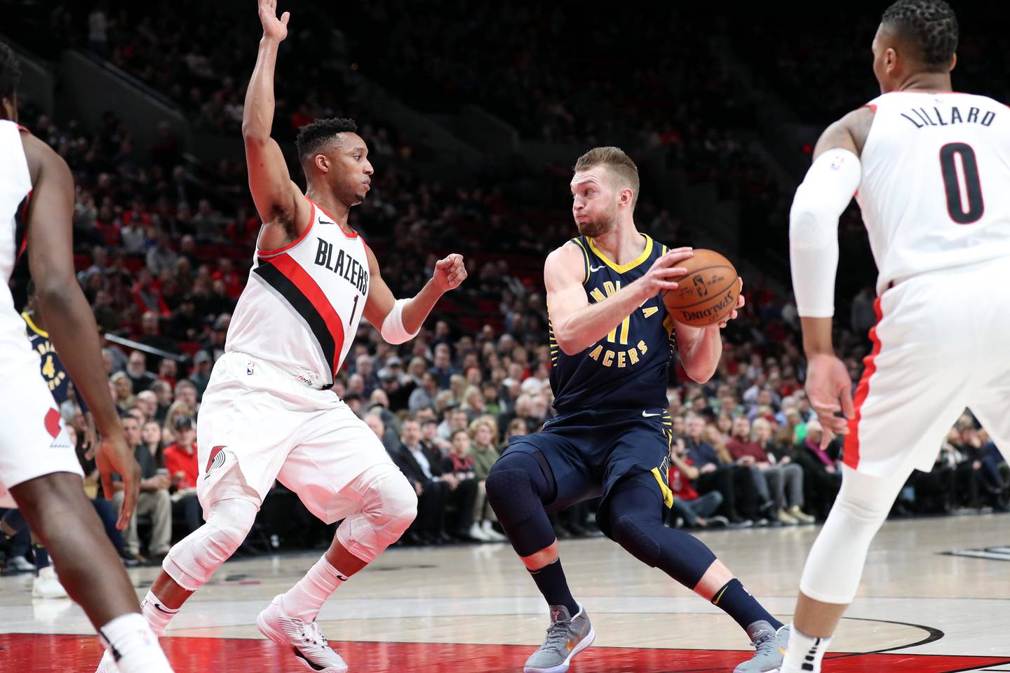 D.Sabonis Indianoje žaidžia itin solidų sezoną.<br> AFP/Scanpix nuotr.