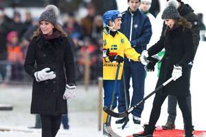 Besilaukianti Catherine Middleton su vyru Švedijoje išbandė rusišką sportą