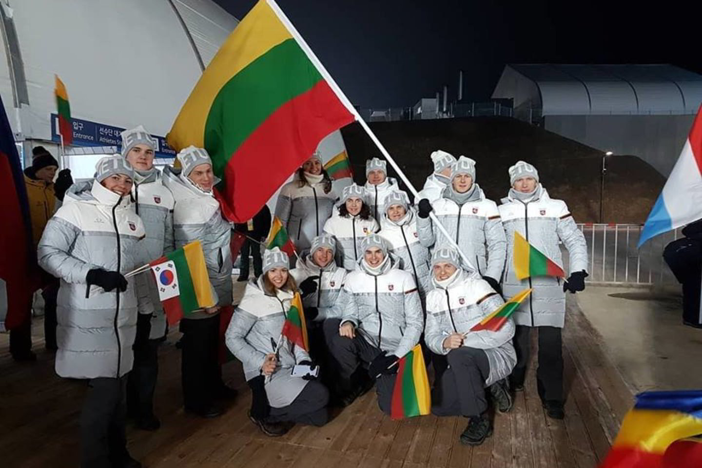  Lietuvos olimpinė delegacija Pjongčango žaidynių atidaryme.<br> Facebook nuotr.