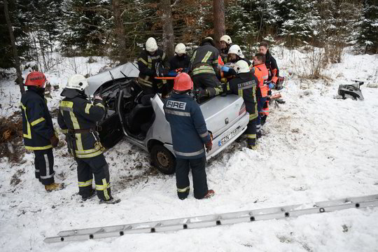 Vilniaus r. girto vairuotojo automobilis rėžėsi į medį – keleivį gelbėjo ugniagesiai