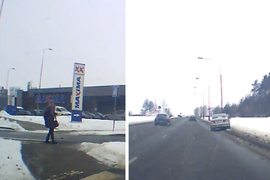 Per plauką nuo tragedijos – nufilmuotas itin pavojingai važiavęs automobilis