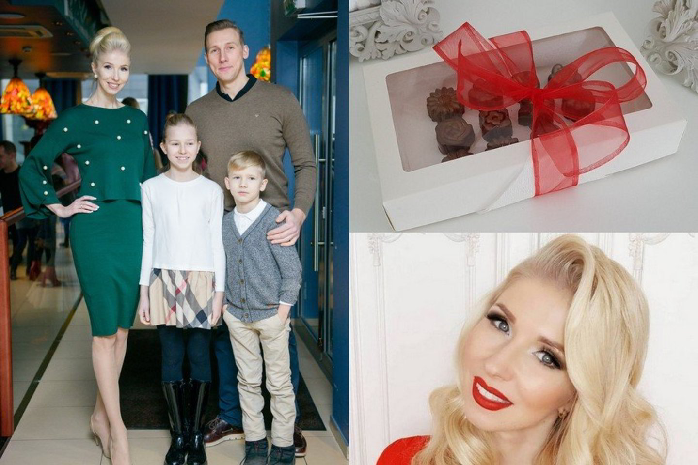 Verslininkė Inga Stumbrienė su šeima ir dukros dovanoti saldainiai Valentino dienos proga.<br> LR archyvo ir asmeninio albumo nuotr.