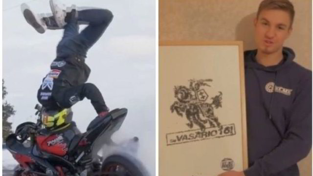 Tai bent idėja: uteniškiai Vyčio paveikslą sukūrė „Kawasaki“ motociklu