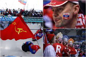 Rusų sirgaliai siautėja – nušvilpė JAV rinktinę, iškėlė V. Putino atvaizdą