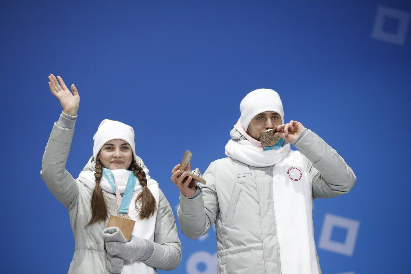  A.Krušelnickis su žmona A.Bryzgalova iškovojo akmenslydžio mišrių porų bronzą.<br> Reuters/Scanpix nuotr.