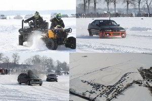 Šilutėje ant potvynio apsemtų pievų – automobilių ir keturračių lenktynės
