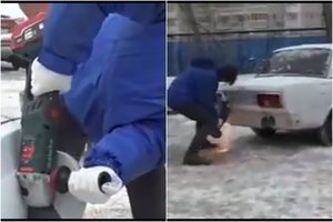 Rusui neišlaikė nervai: pjūklu nurėžė kaimyno automobilio šoną