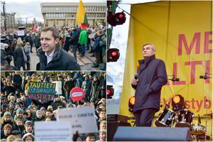 A. Tapino rengtame mitinge ant scenos lipo ir Seimo pirmininkas: „Man irgi gėda“