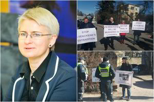 Protestą surengę Neringos Venckienės rėmėjai: „Lietuvoje ją nužudys“