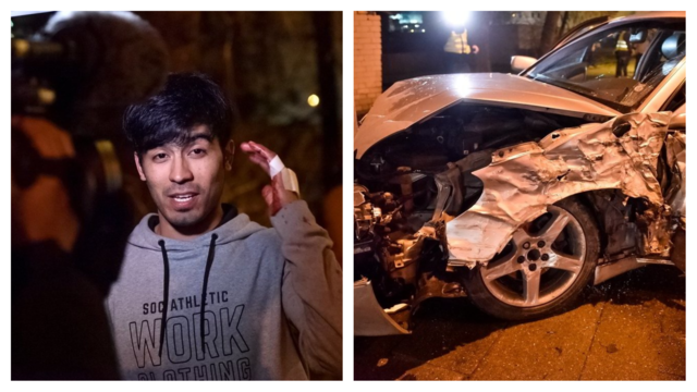 Sostinėje jaunas afganas prisilakstė: skriejantį „Lexus“ sustabdė stulpas