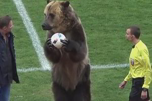 Prieš futbolo rungtynes Rusijoje – meškos pasirodymas