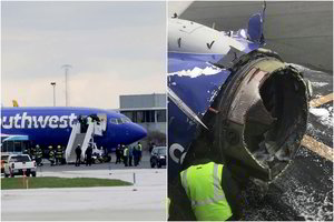 Košmaras danguje: JAV sprogo lėktuvo variklis, dužo langas, mirė keleivė