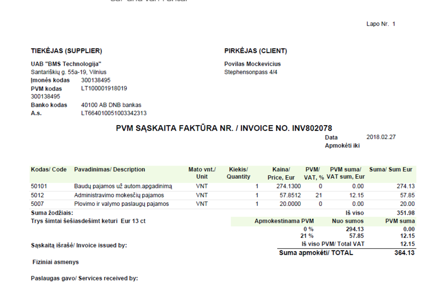Sąskaita už valymą ir automobiliui padarytą žalą.<br>Greenmotion nuotr.