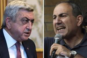 Armėnijos protestų lyderis sako aptarinėsiantis tik premjero pasitraukimą