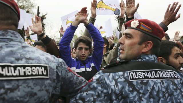 Įtampa Armėnijoje nesiliauja: sulaikytas pagrindinis protestų organizatorius