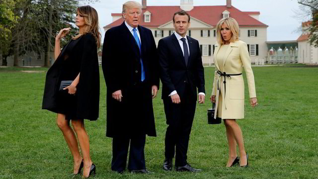 Prancūzijos pirmoji pora tęsia elegantišką, bet politiškai sunkų vizitą JAV