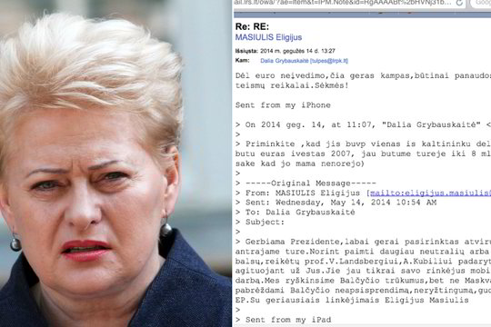 Valdantieji imsis veiksmų dėl paviešintų prezidentės ir E. Masiulio laiškų