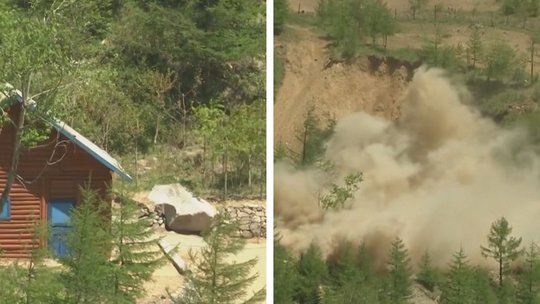 Šiaurės Korėja paviešino įrašą, kaip sunaikina savo branduolinį poligoną