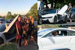 Užfiksuota, kieno prabangiu „BMW i8“ automobiliu puikavosi Oksana Pikul